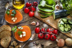 Régime méditerranéen à base le fruits, légumes, céréales et légumineuses 